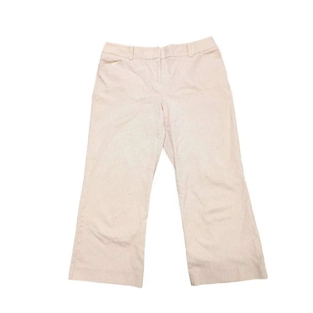 ANN TAYLOR Vintage Pants Ivory & Pink Wide Leg High Rise Women's 4